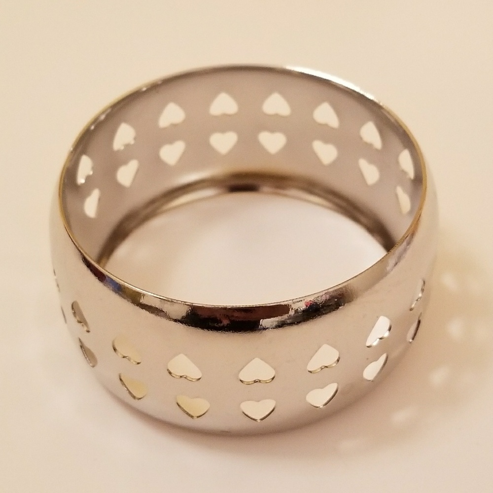 Silver Bangle Bracelet with Hearts